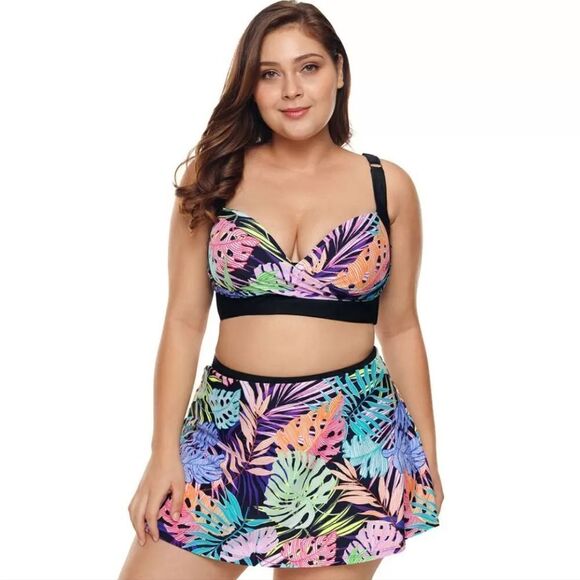 NEW Selina Drape Wrap Sweetheart Neckline Bikini Top & Skirted Bikini Bottom - Picture 1 of 6